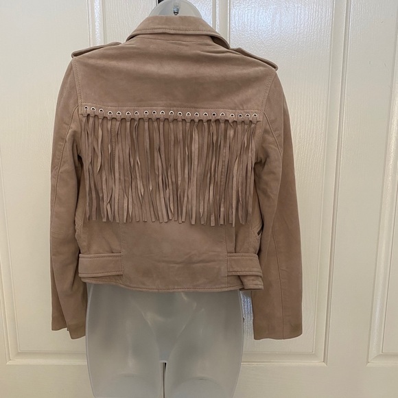 🥳HOST PIC🎉-NEW wTag-ALLSAINTS Pink Tassel Leather Jacket 4 - Picture 4 of 5